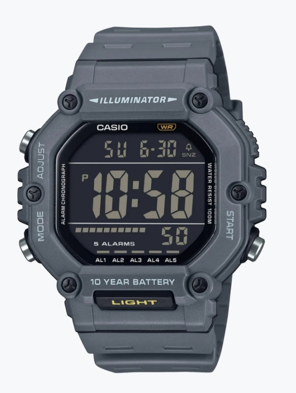 CASIO Digital Illuminator, Gray Resin w/ Negative Display, AE1600H-8BV, NEW!!!